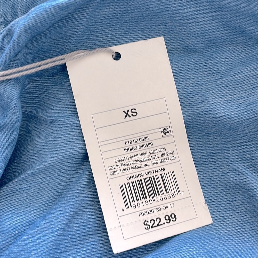 NWT. XS. Womens button up lyocell blue tunic. Long sleeve. - Picture 4 of 9